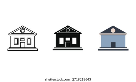 Simple house icons in different colors and styles