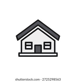 Ilustración de casa simple con techo triangular y diseño minimalista