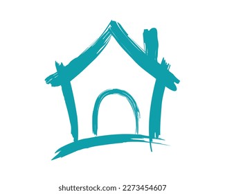 Ilustración de una casa simple visualizada con pinceles de pincel e ilustración simple