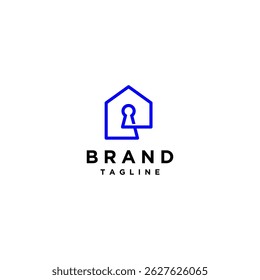 Diseño de logotipo de línea de ojo de cerradura de casa simple. Línea De Conexión De La Casa Con Diseño De Logotipo De Icono De Ojal.