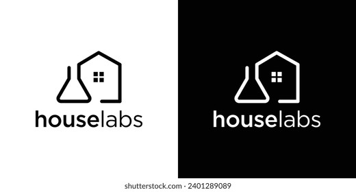 Simple House Labs Logo Design. Laboratory Logo Icon Design Template.