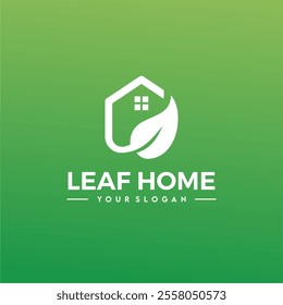 simple house leaf logo design vector