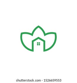 simple house leaf logo designs