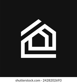 simple house and letter E logo concept vector icon