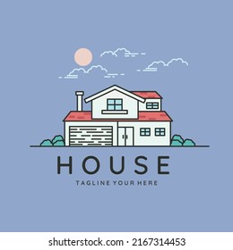 simple house line art logo vector symbol illustration design
