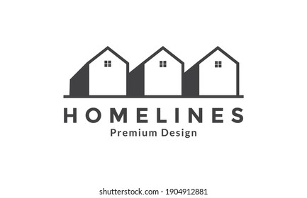 simple house line three logo symbol icon vector graphic design illustration