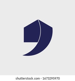 Logotipo de una casa sencilla con un atractivo semicírculo