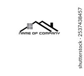 Simple House Logo. A black and white logo featuring a simple, stylized house with a pitched roof, two windows, and a chimney.