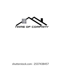 Simple House Logo. A black and white logo featuring a simple, stylized house with a pitched roof, two windows, and a chimney.