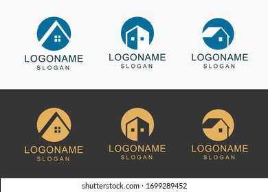 logotipo de la casa simple con círculo 