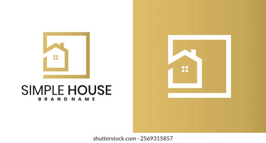 Simple house logo with creative modern line concept