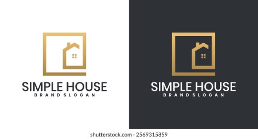 Simple house logo with creative modern line concept