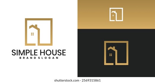 Simple house logo with creative modern line concept