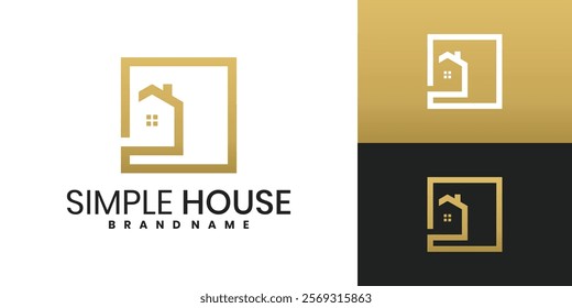 Simple house logo with creative modern line concept