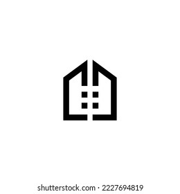 Simple House Logo Design Concept Vector in Black and White. Building Logo Template