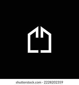 Simple House Logo Design Concept Vector in Black and White. Building Logo Template
