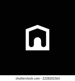 Simple House Logo Design Concept Vector in Black and White. Building Logo Template