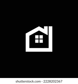 Vector de diseño de logotipo de casa simple en blanco y negro. Plantilla de logotipo de construcción