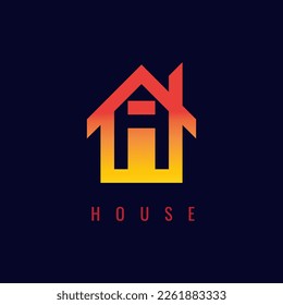 Simple House Logo Design with Orange Gradient Color