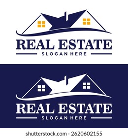 Design simples do logotipo da casa. Imobiliário, Propriedade e conceito de logotipo imobiliário. Ícone de telhado da casa