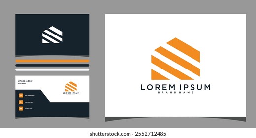 Simple house logo design with shape modern and business card. Premium Vector