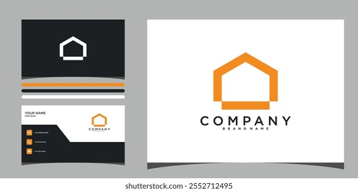 Simple house logo design with shape modern and business card. Premium Vector