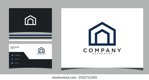 Simple house logo design with shape modern and business card. Premium Vector