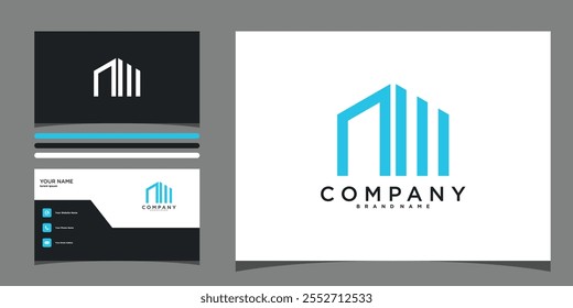 Simple house logo design with shape modern and business card. Premium Vector