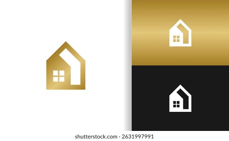 SIMPLE HOUSE LOGO IN GOLD FOR CONSTRUCTION COMPANY