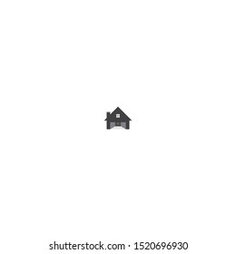 simple house logo icon, there is a wall clock inside the logo, white background, silhouette
