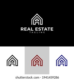 simple house logo with the letter A, suitable for real estate needs, roofing, or anything related to the house