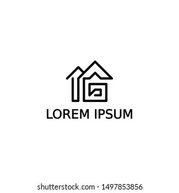 simple house logo with line art design