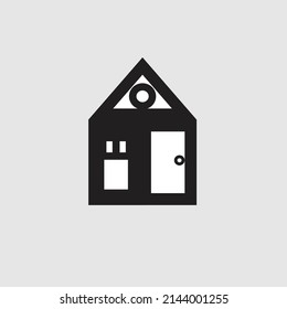 Simple house logo made of geometric shapes, vector on white background