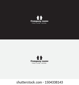 simple house logo on white and black background.