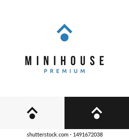 A simple house logo with a simple roof and round door logo design