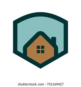 Simple House Logo Shield Badge