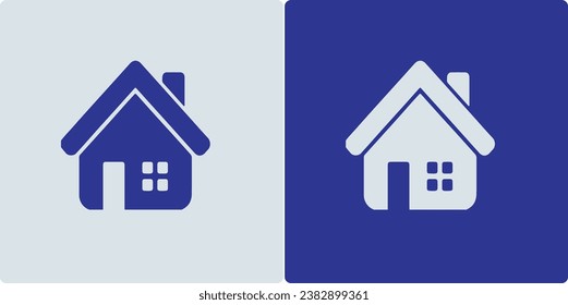 Simple House logo vector. Blue and cream Home icon design - symbols geometric linear style icon set in two color. Applicability for Real Estate, construction, building, architecture logos template.