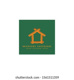 simple house logo with wood for your brand