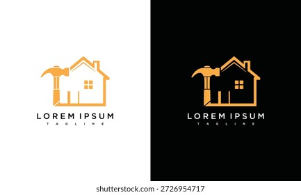 Logótipos de casas simples em fundos contrastantes exibidos lado a lado em uma representação visual comparativa