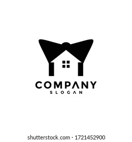 simple house logos and party ribbons