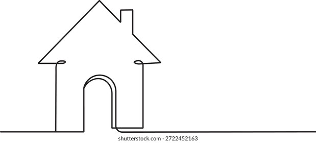 Desenho de contorno de casa simples em um estilo de linha representando a propriedade da casa e conceito de edifício residencial para projeto de arquitetura