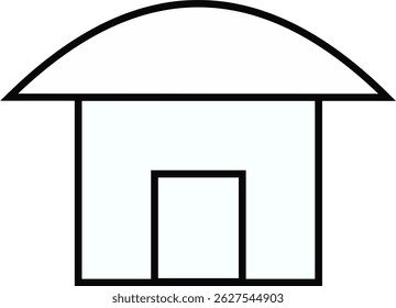 Simple House Outline Icon with Light Blue Fill