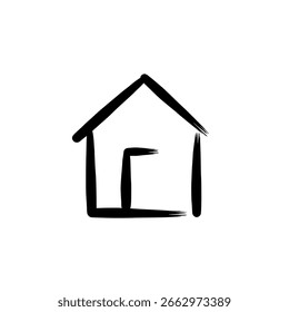 Simple house outline vector icon, a minimalist line art drawing of a home for real estate logos and website design.