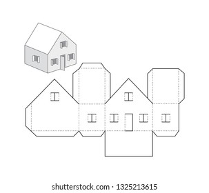 Simple House paper model. Easy template. Vector illustration.