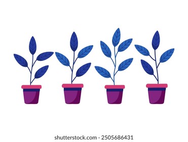 Planta simple de la casa aislada en el fondo blanco. Decoración casera de moda con las plantas, ilustración plana del Vector