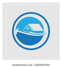 simple House repair logo images illustration design on gray background 