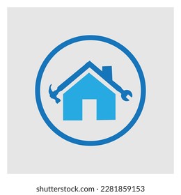 simple House repair logo images illustration design on gray background 