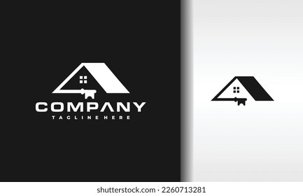simple house roof key logo
