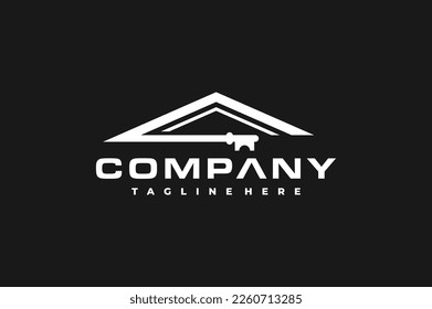 simple house roof key logo