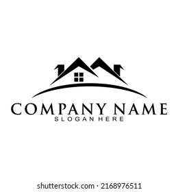 Simple house roof vector logo
